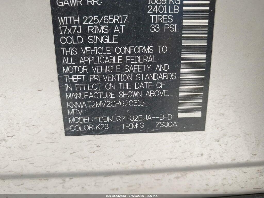 KNMAT2MV2GP620315 2016 NISSAN ROGUE photo no. 9