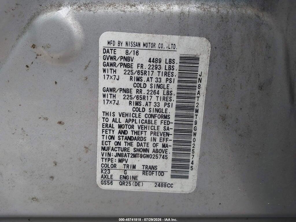 JN8AT2MT9GW025745 2016 NISSAN ROGUE photo no. 9