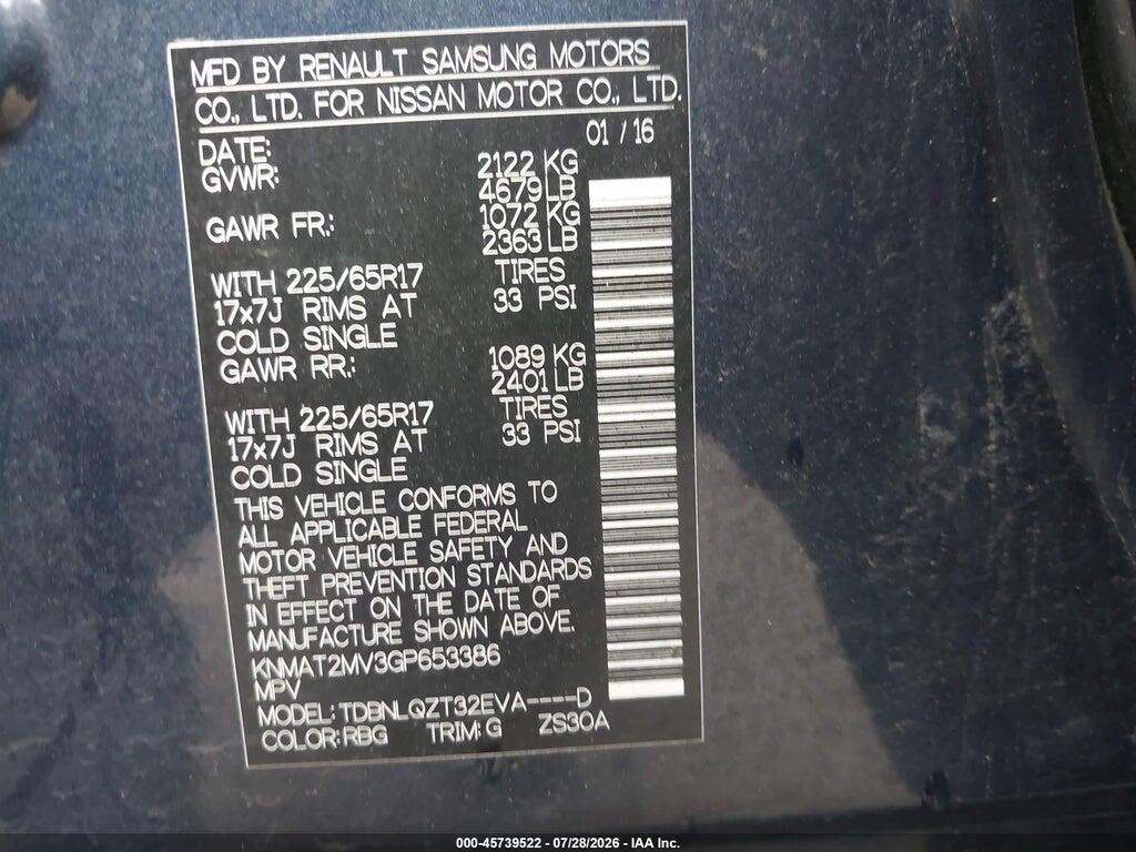 KNMAT2MV3GP653386 2016 NISSAN ROGUE photo no. 9