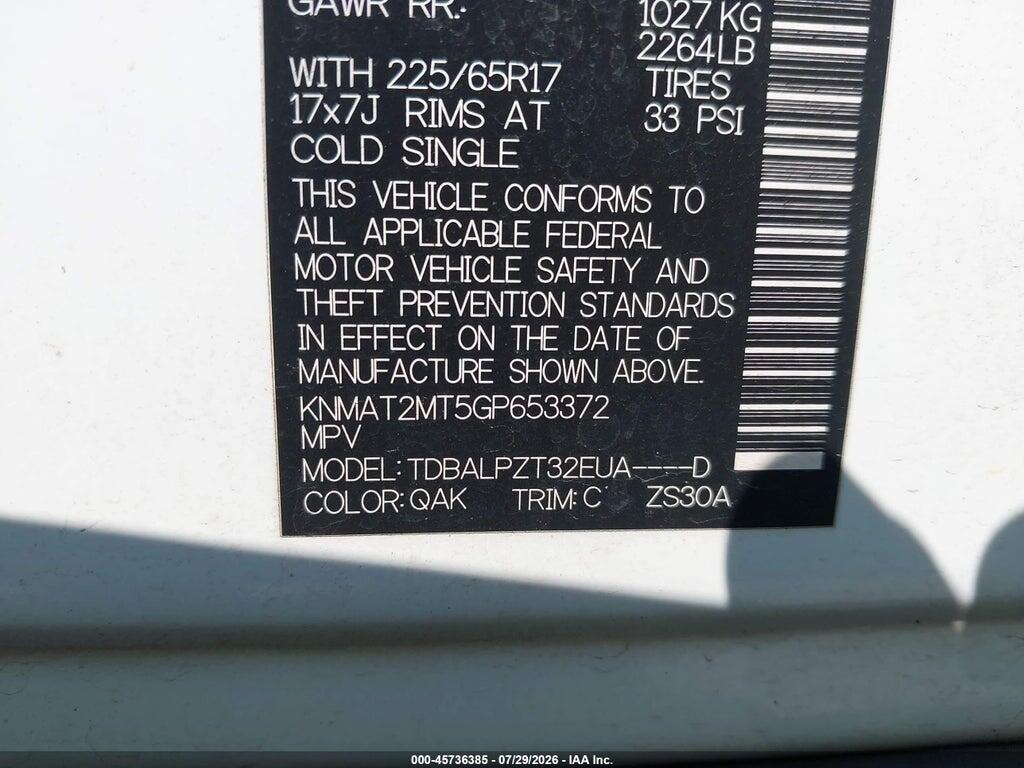 KNMAT2MT5GP653372 2016 NISSAN ROGUE photo no. 9