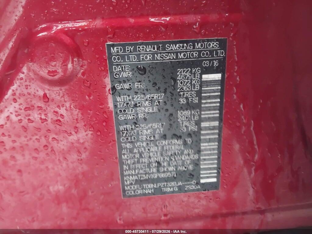 KNMAT2MV1GP669571 2016 NISSAN ROGUE photo no. 9