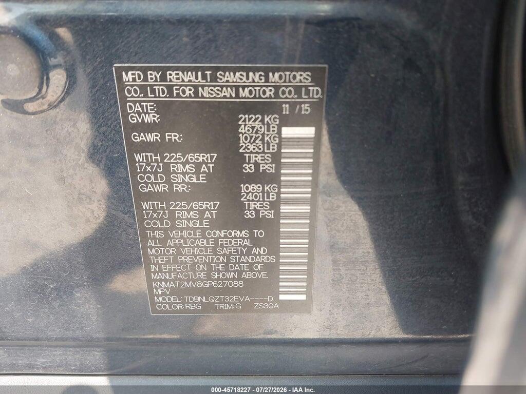 KNMAT2MV8GP627088 2016 NISSAN ROGUE photo no. 9