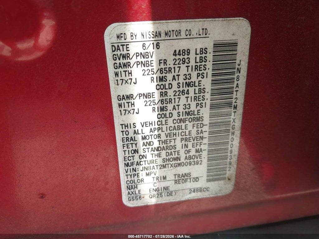 JN8AT2MTXGW009392 2016 NISSAN ROGUE photo no. 9