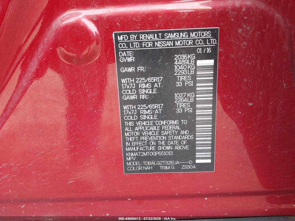 KNMAT2MT0GP651013 2016 NISSAN ROGUE photo no. 9