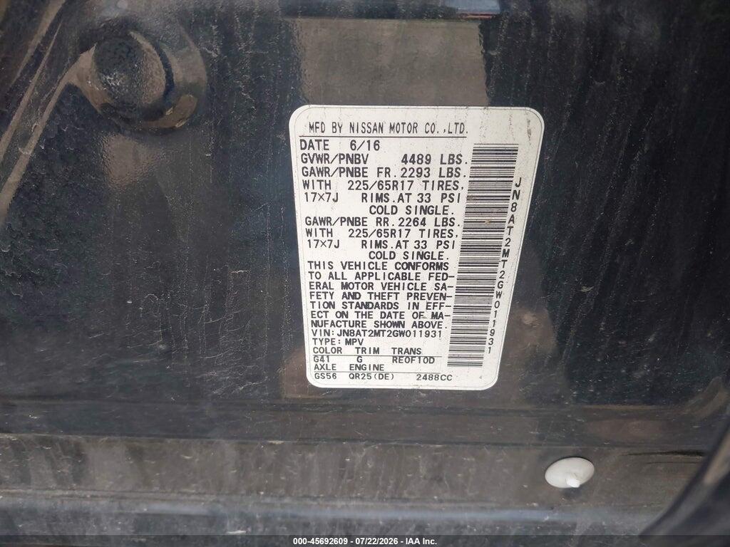 JN8AT2MT2GW011931 2016 NISSAN ROGUE photo no. 9
