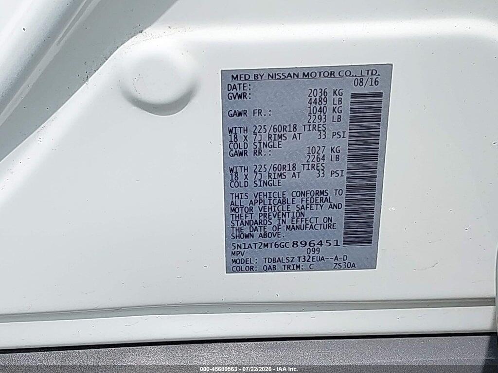 5N1AT2MT6GC896451 2016 NISSAN ROGUE photo no. 9