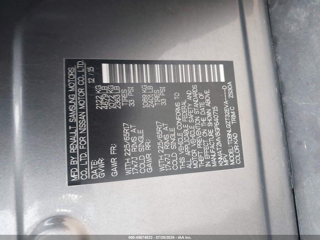 KNMAT2MV8GP640715 2016 NISSAN ROGUE photo no. 9