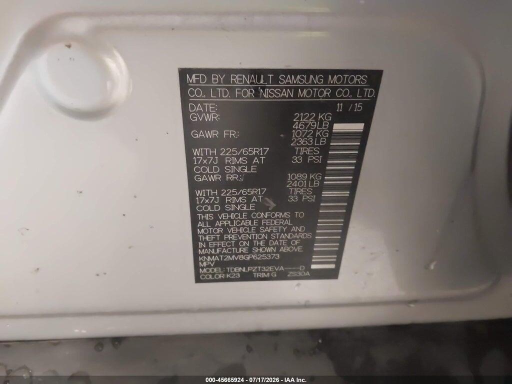 KNMAT2MV8GP625373 2016 NISSAN ROGUE photo no. 9