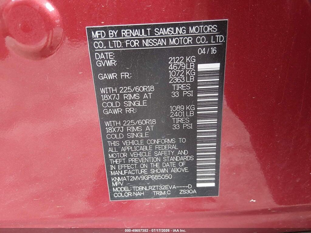 KNMAT2MV9GP685050 2016 NISSAN ROGUE photo no. 9