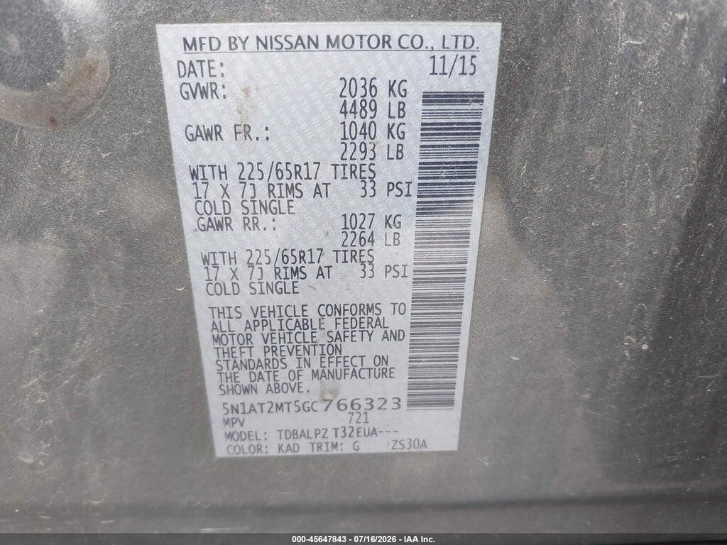 5N1AT2MT5GC766323 2016 NISSAN ROGUE photo no. 9