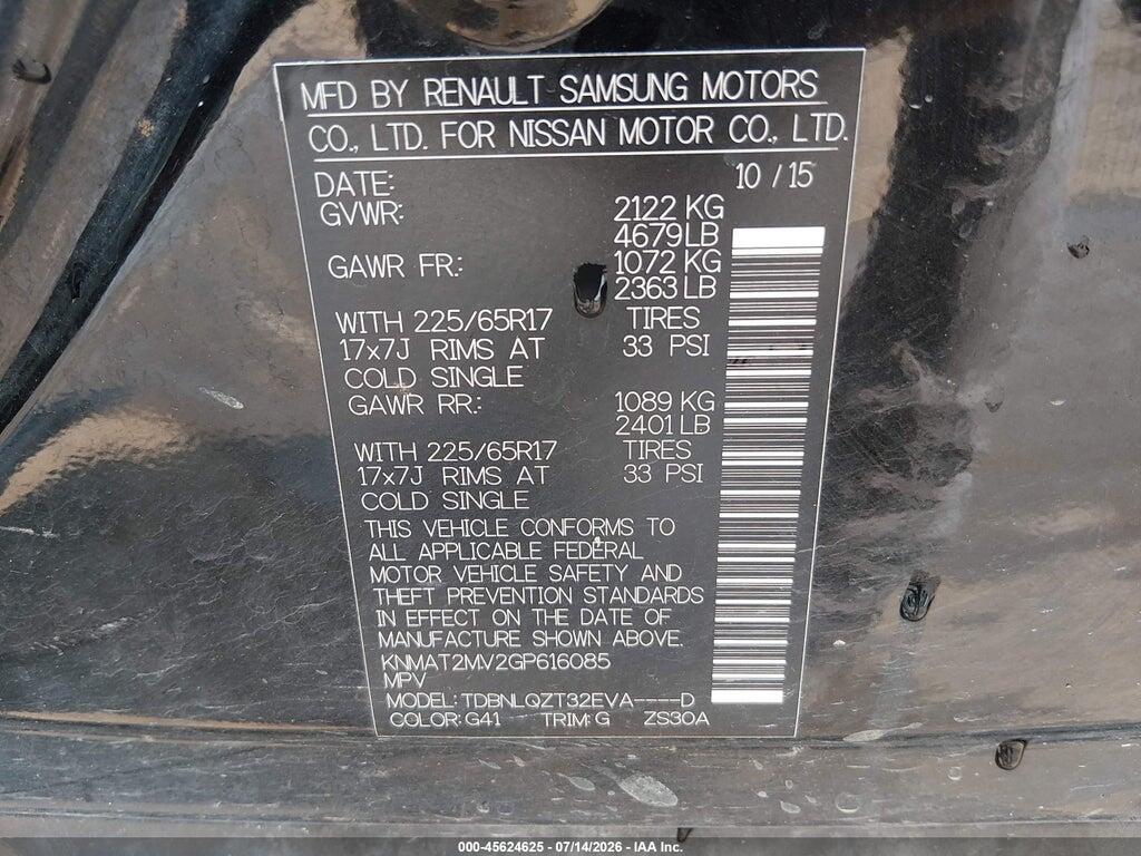 KNMAT2MV2GP616085 2016 NISSAN ROGUE photo no. 9