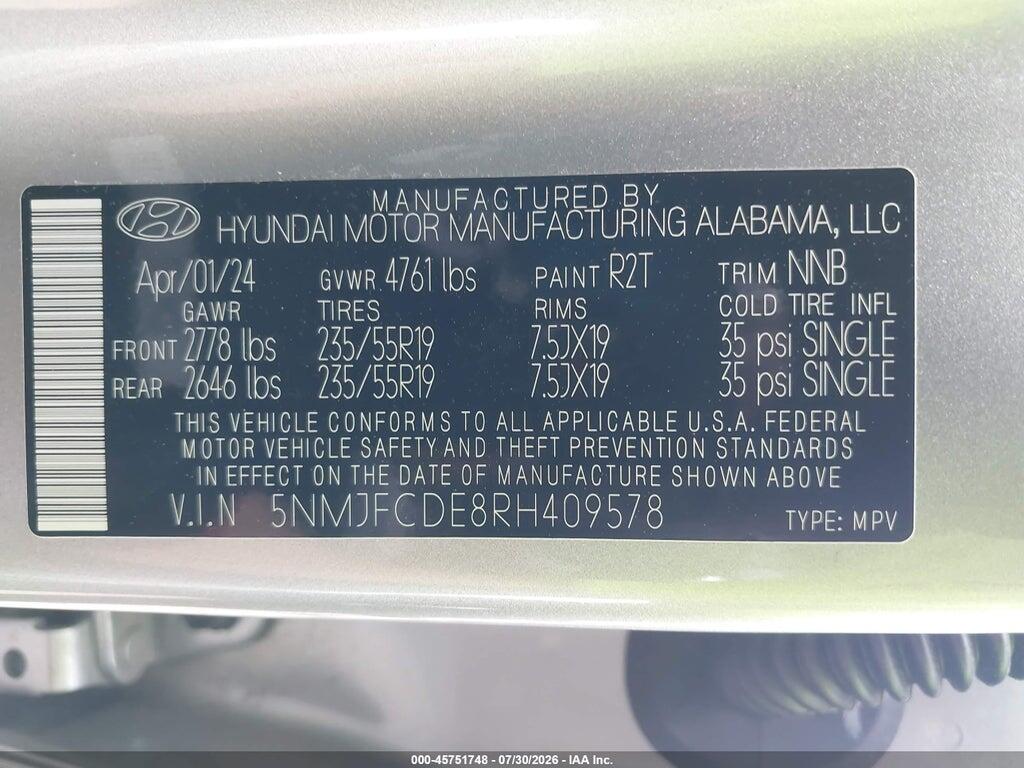 5NMJFCDE8RH409578 2024 HYUNDAI TUCSON photo no. 9