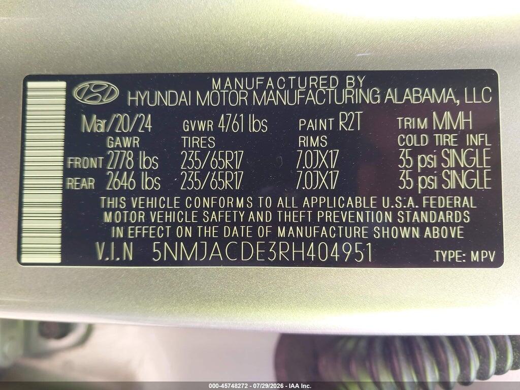 5NMJACDE3RH404951 2024 HYUNDAI TUCSON photo no. 9
