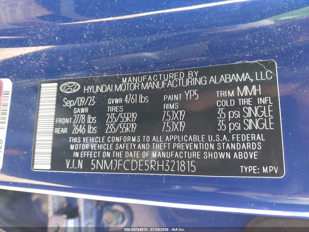 5NMJFCDE5RH321815 2024 HYUNDAI TUCSON photo no. 9
