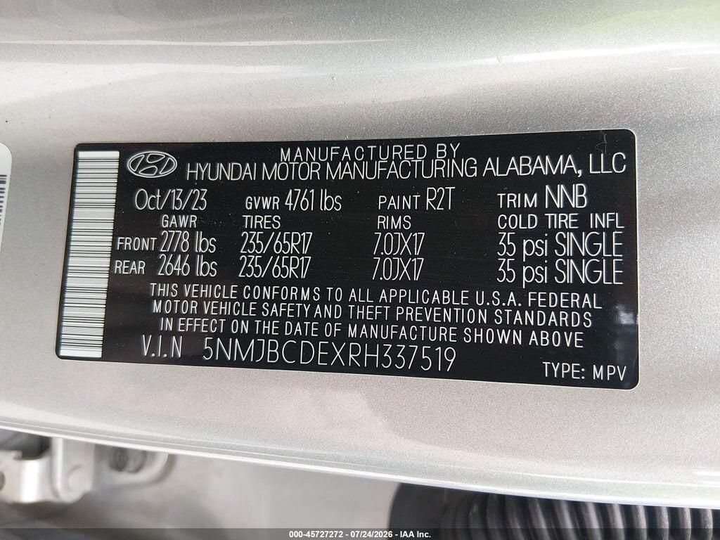 5NMJBCDEXRH337519 2024 HYUNDAI TUCSON photo no. 9