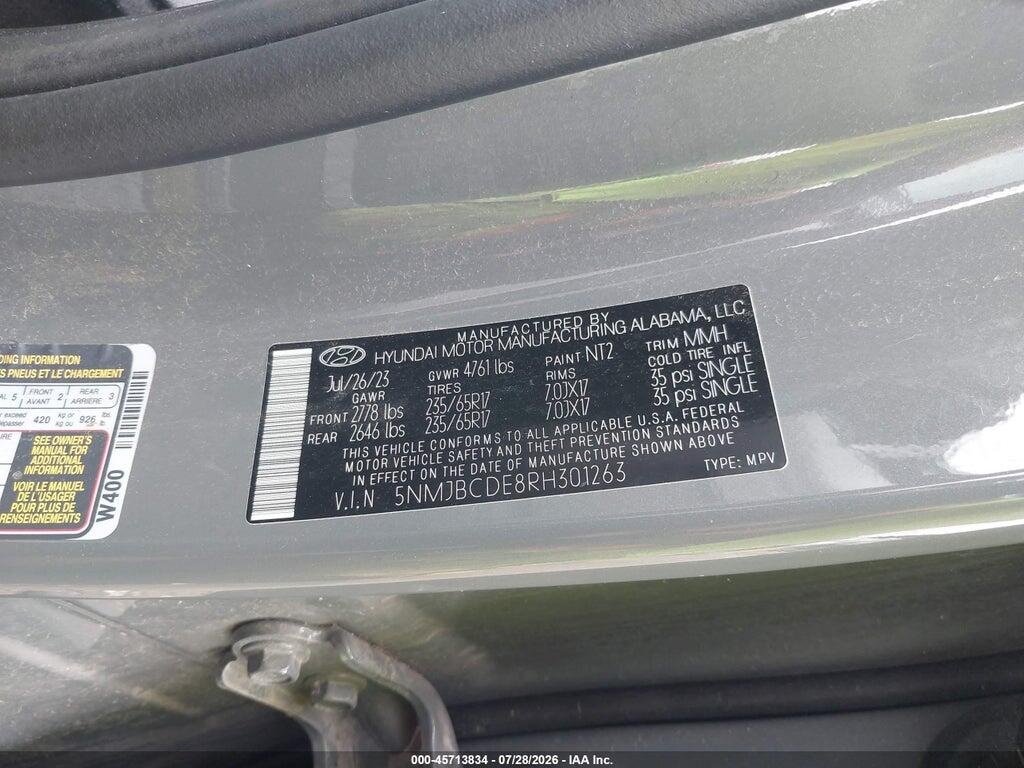 5NMJBCDE8RH301263 2024 HYUNDAI TUCSON photo no. 9
