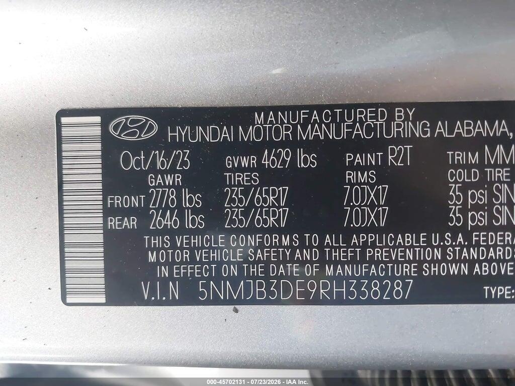 5NMJB3DE9RH338287 2024 HYUNDAI TUCSON photo no. 9