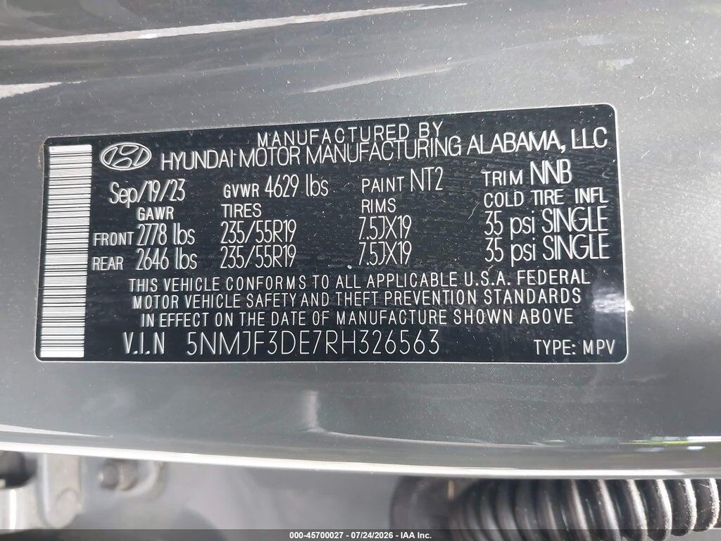 5NMJF3DE7RH326563 2024 HYUNDAI TUCSON photo no. 9