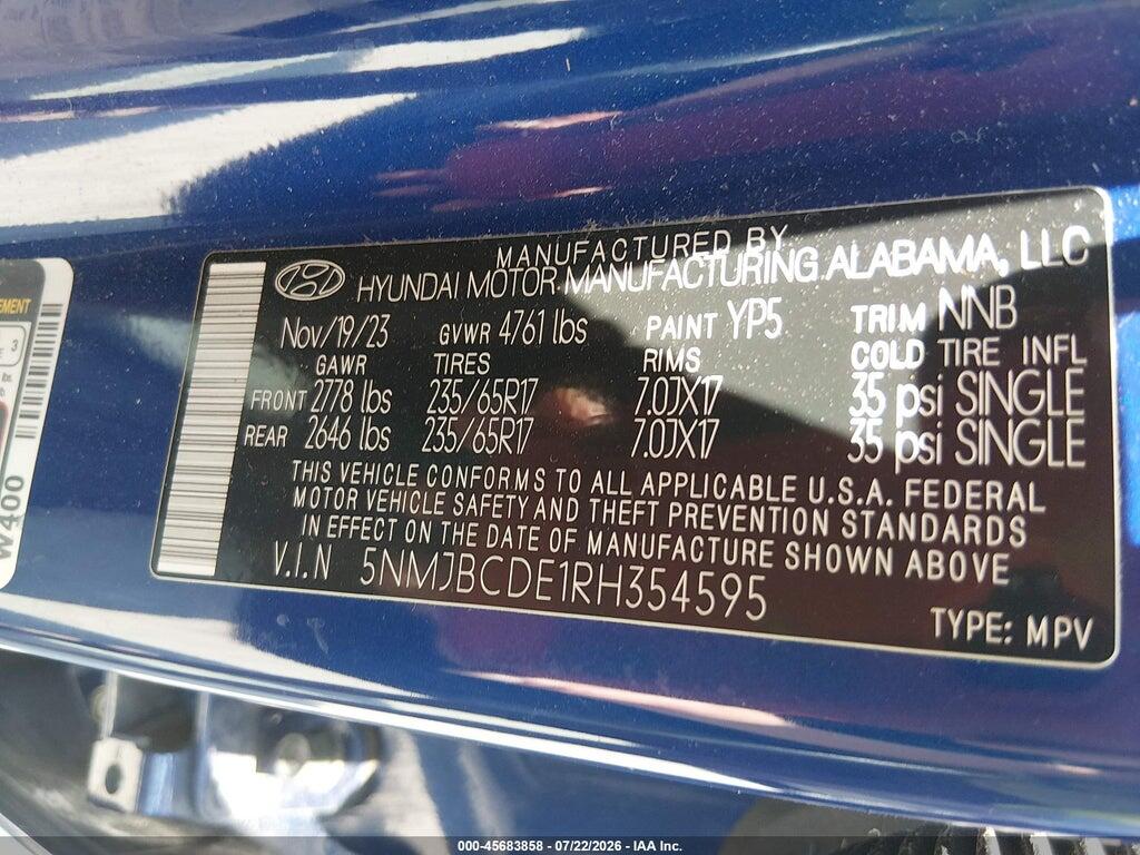 5NMJBCDE1RH354595 2024 HYUNDAI TUCSON photo no. 9