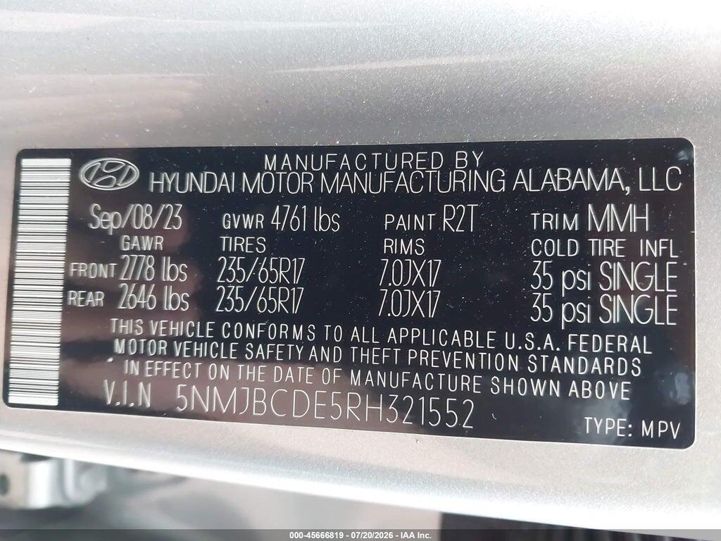 5NMJBCDE5RH321552 2024 HYUNDAI TUCSON photo no. 9