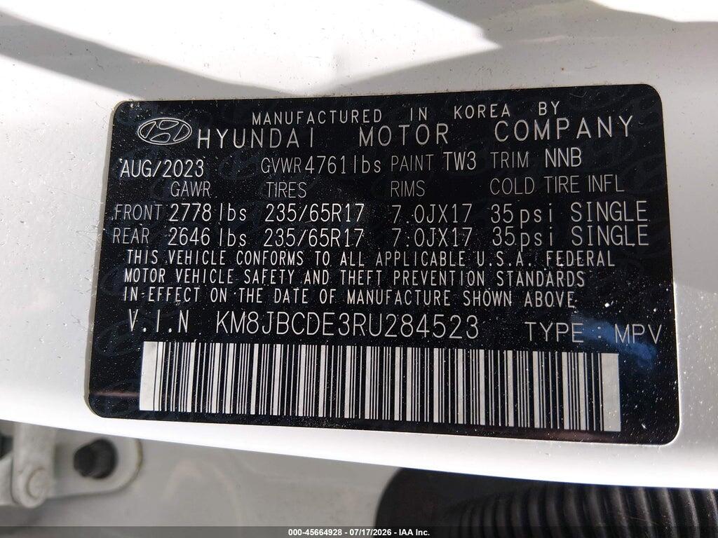 KM8JBCDE3RU284523 2024 HYUNDAI TUCSON photo no. 9