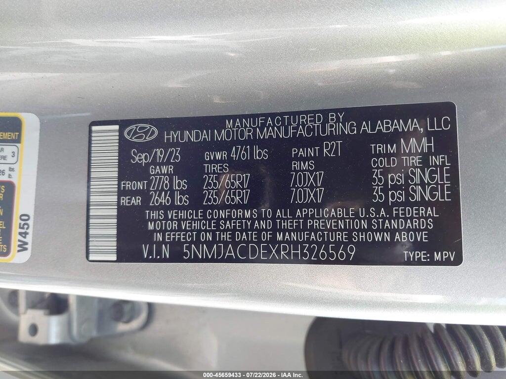 5NMJACDEXRH326569 2024 HYUNDAI TUCSON photo no. 9