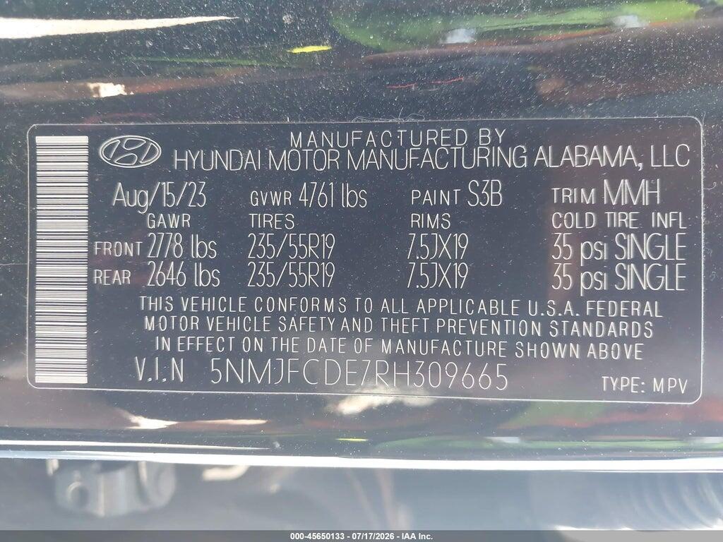 5NMJFCDE7RH309665 2024 HYUNDAI TUCSON photo no. 9