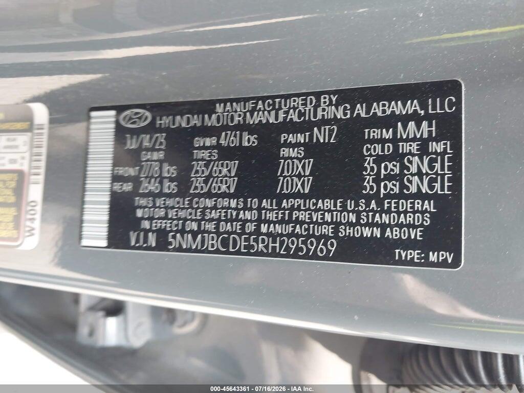 5NMJBCDE5RH295969 2024 HYUNDAI TUCSON photo no. 9
