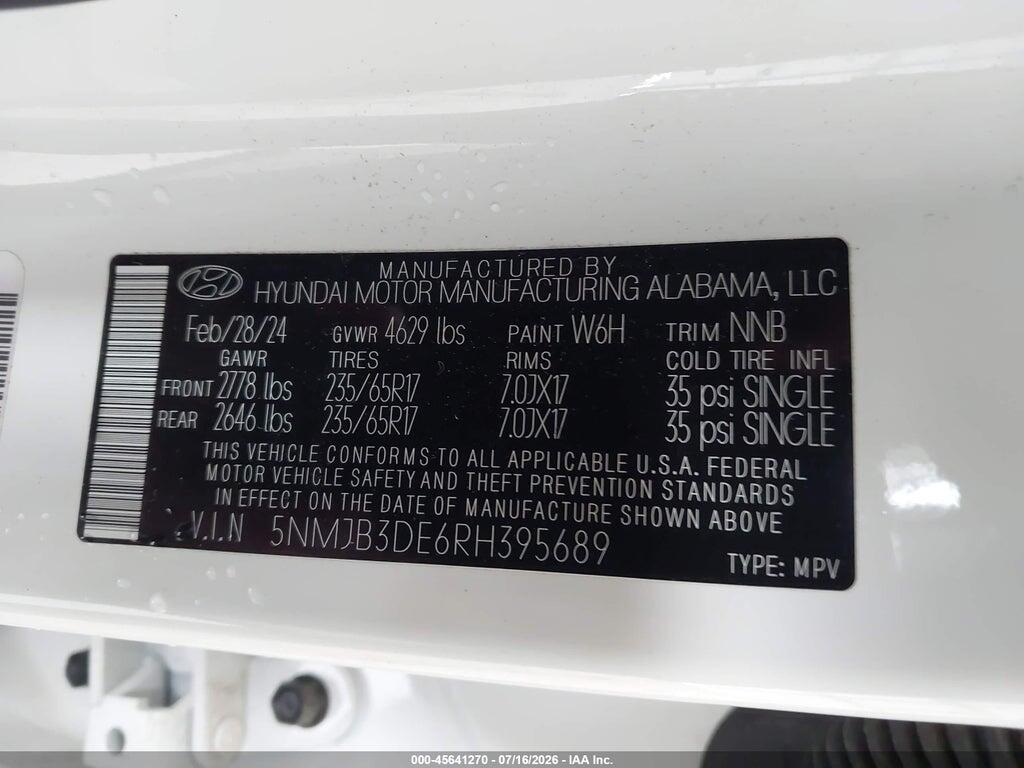 5NMJB3DE6RH395689 2024 HYUNDAI TUCSON photo no. 9