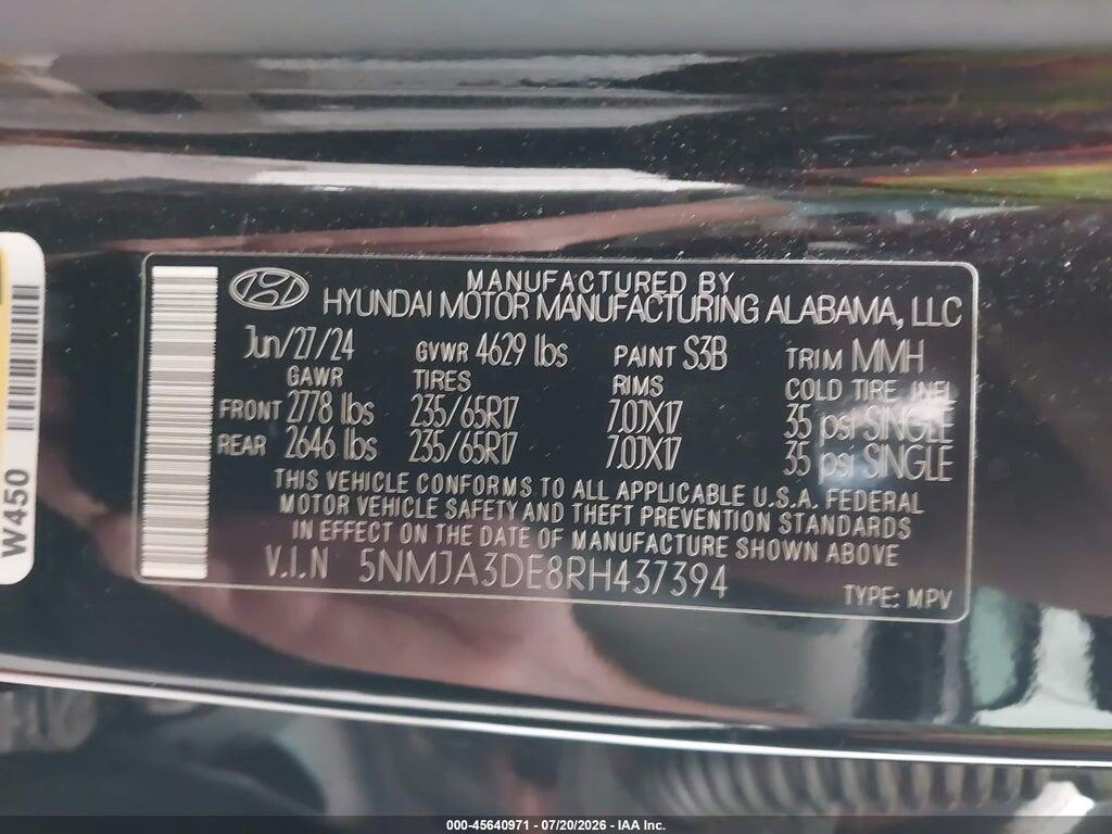 5NMJA3DE8RH437394 2024 HYUNDAI TUCSON photo no. 9
