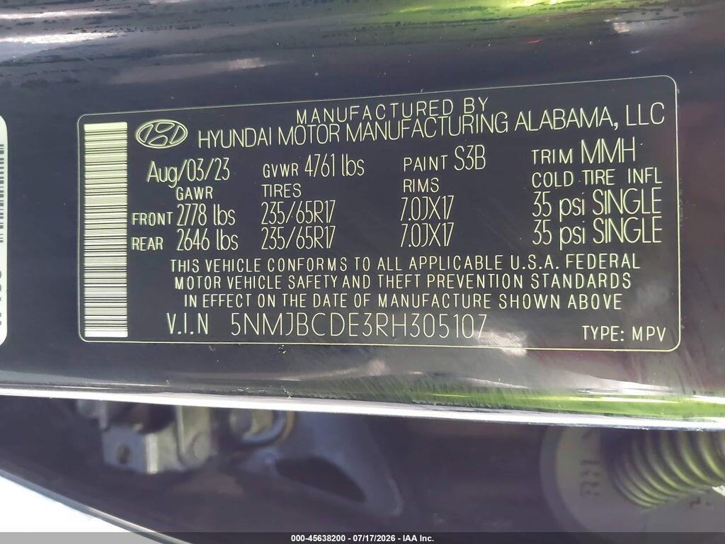 5NMJBCDE3RH305107 2024 HYUNDAI TUCSON photo no. 9