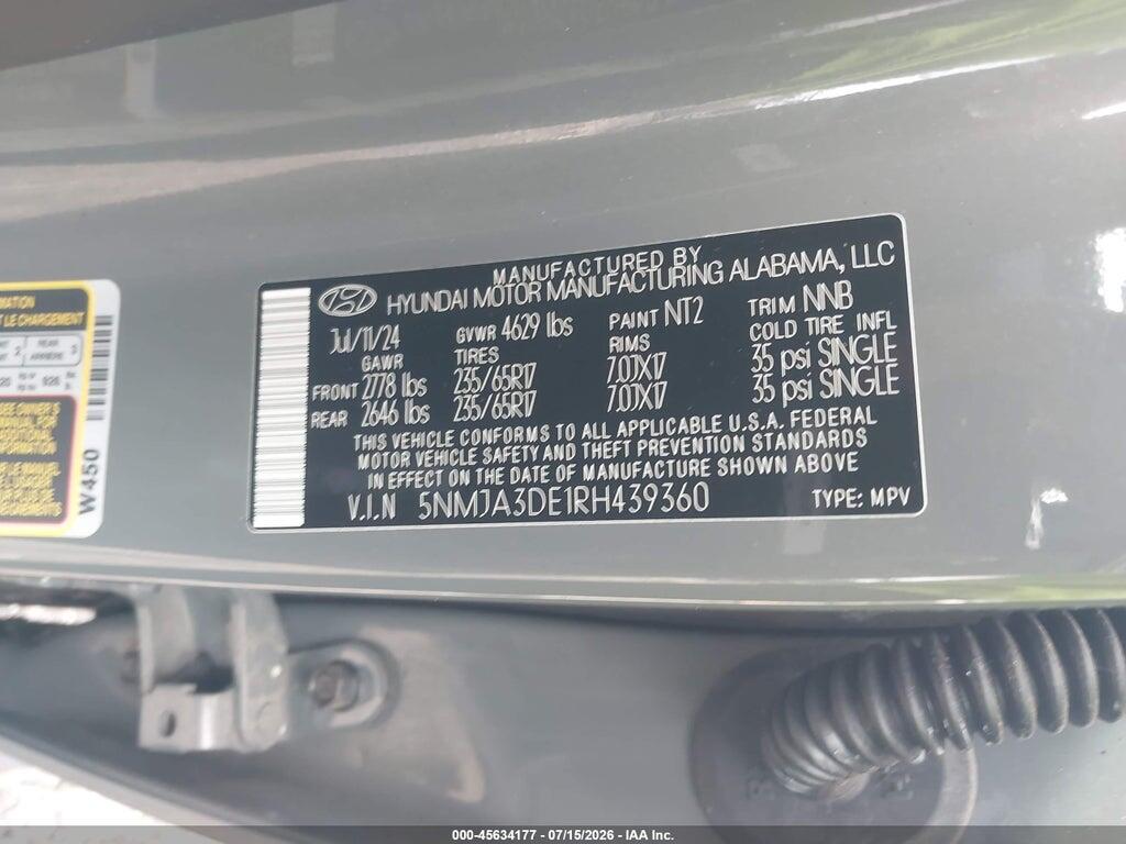 5NMJA3DE1RH439360 2024 HYUNDAI TUCSON photo no. 9