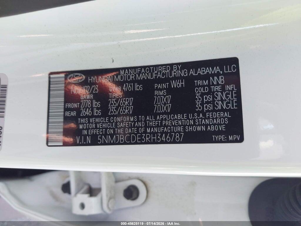 5NMJBCDE3RH346787 2024 HYUNDAI TUCSON photo no. 9