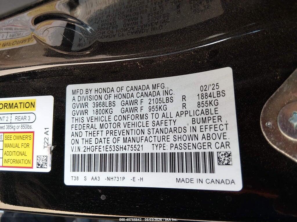 2HGFE1E53SH475521 2025 HONDA CIVIC SI photo no. 9