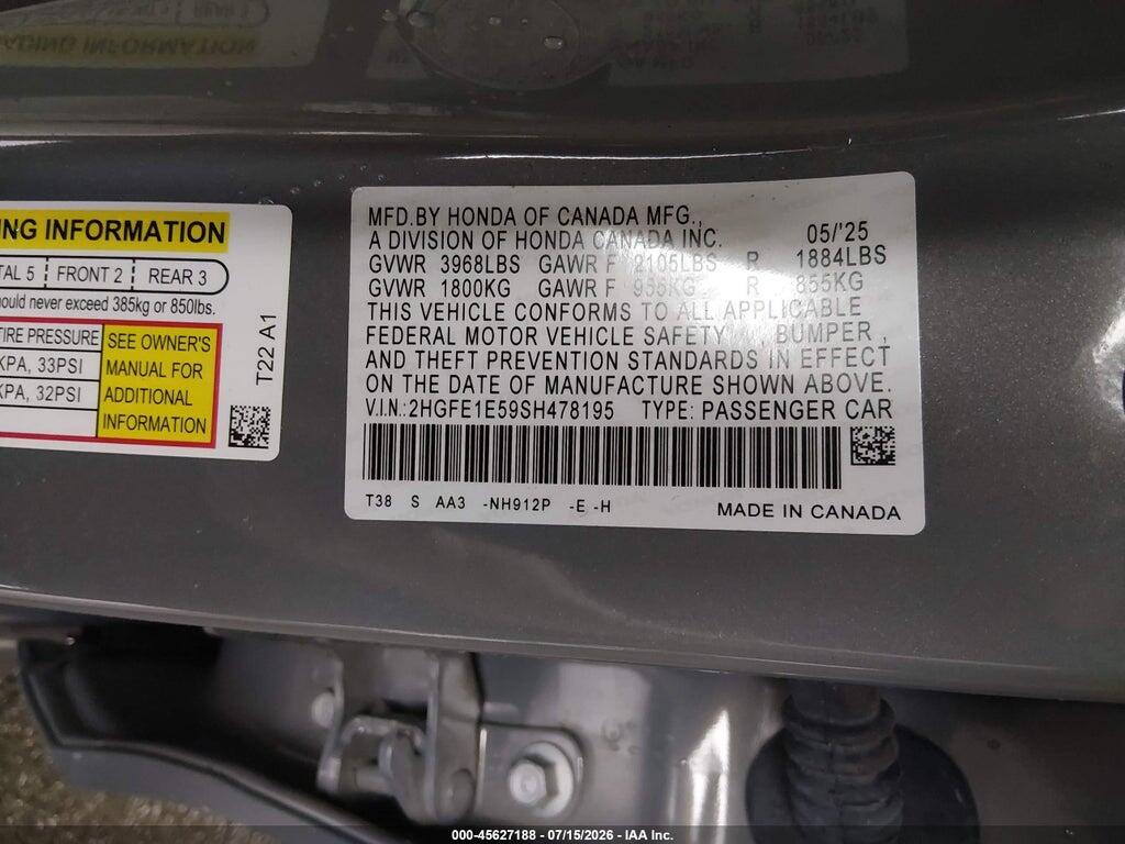 2HGFE1E59SH478195 2025 HONDA CIVIC SI photo no. 9