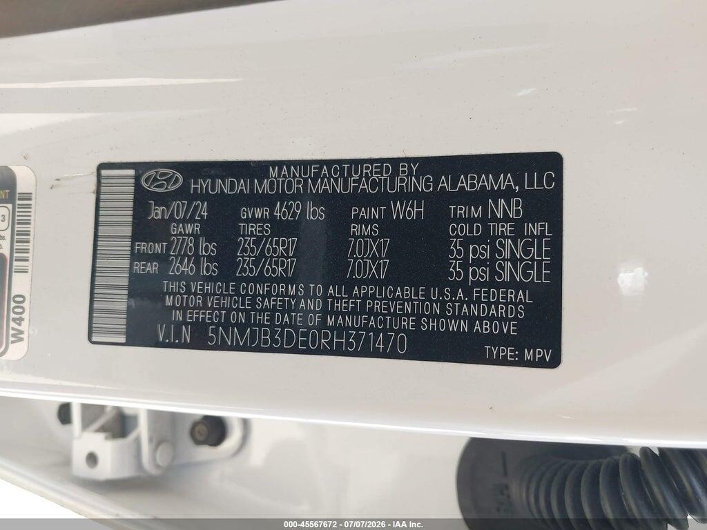 5NMJB3DE0RH371470 2024 HYUNDAI TUCSON photo no. 9