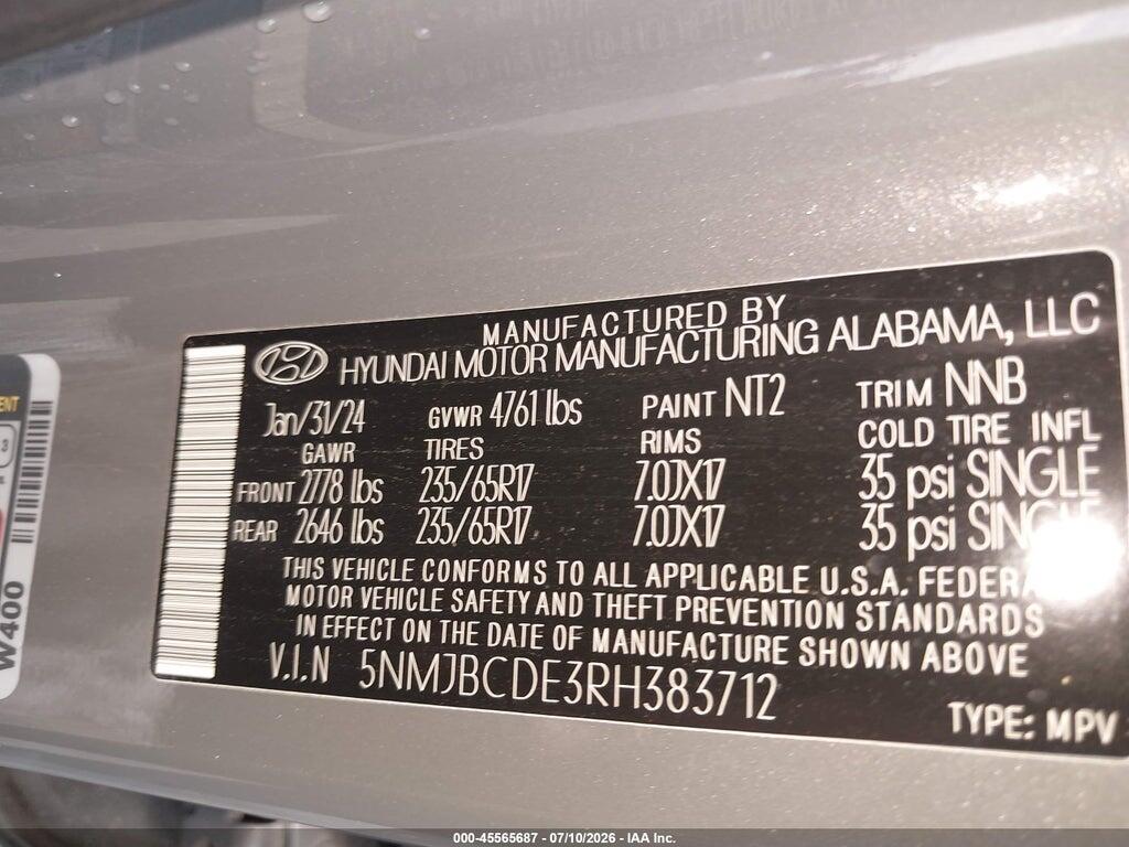 5NMJBCDE3RH383712 2024 HYUNDAI TUCSON photo no. 9