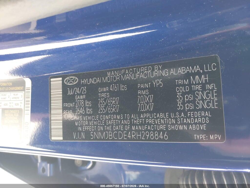 5NMJBCDE4RH298846 2024 HYUNDAI TUCSON photo no. 9