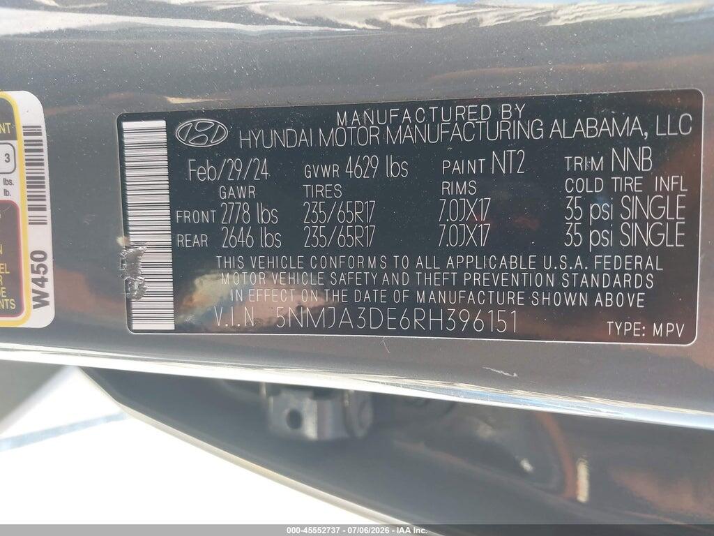 5NMJA3DE6RH396151 2024 HYUNDAI TUCSON photo no. 9