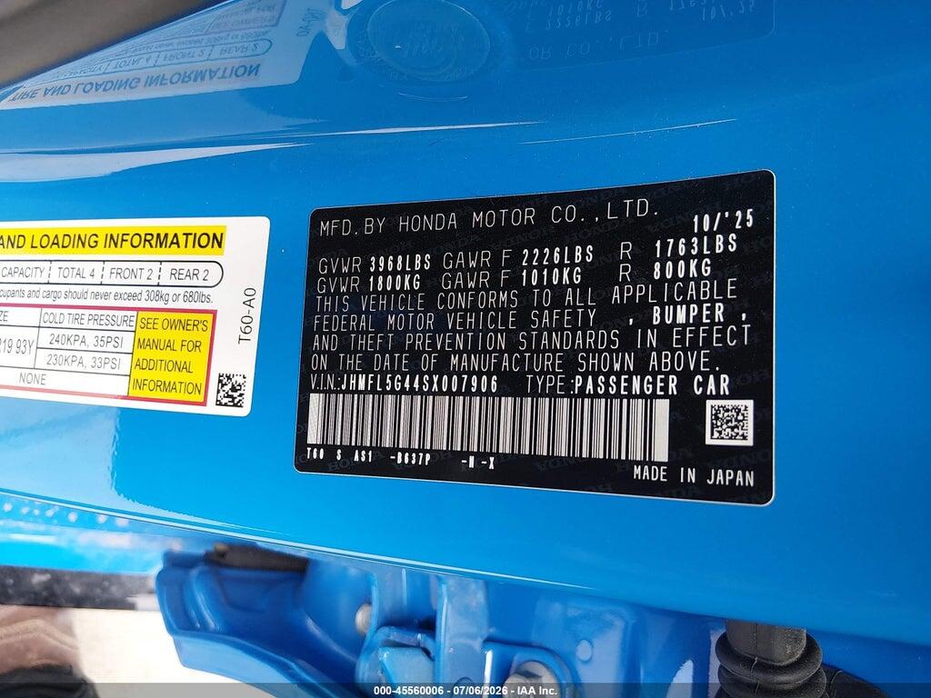 JHMFL5G44SX007906 2025 HONDA CIVIC TYPE R photo no. 9