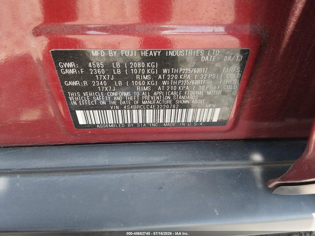 4S4BRCLC4E3220782 2014 SUBARU OUTBACK photo no. 9