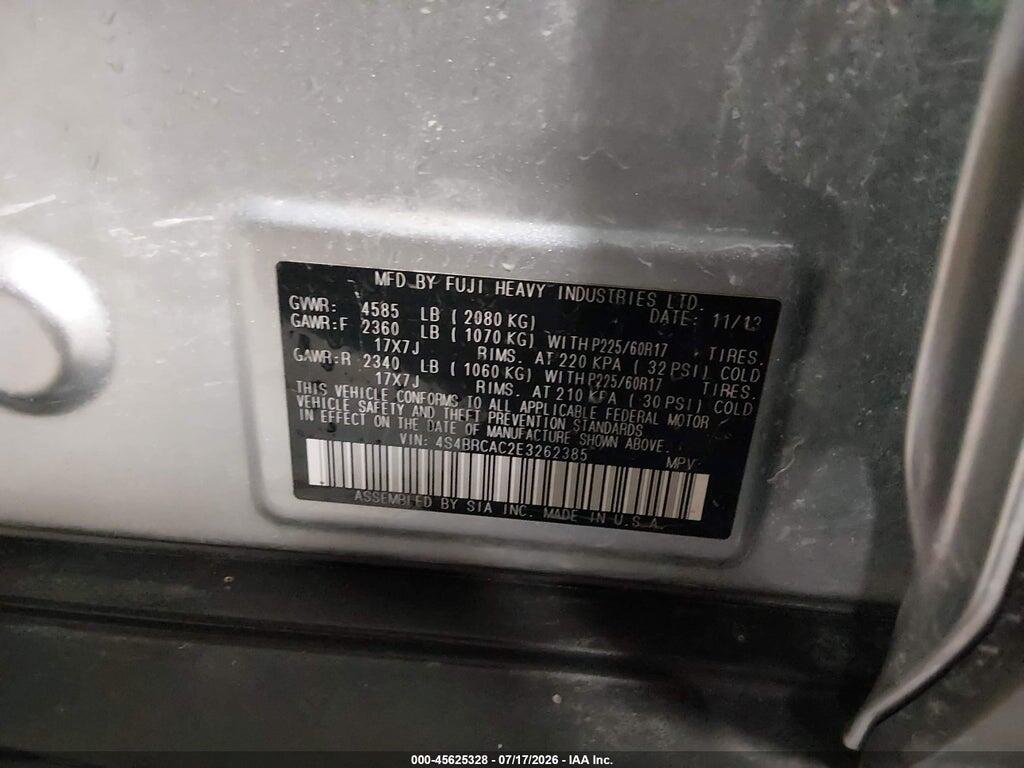 4S4BRCAC2E3262385 2014 SUBARU OUTBACK photo no. 9