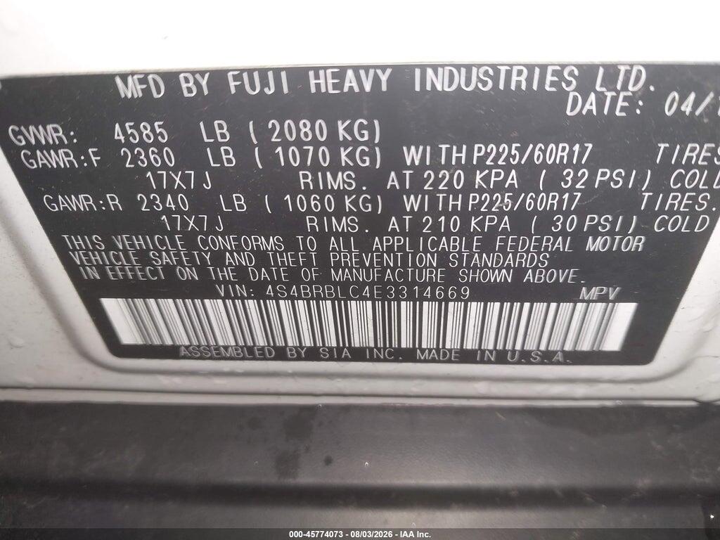 4S4BRBLC4E3314669 2014 SUBARU OUTBACK photo no. 9