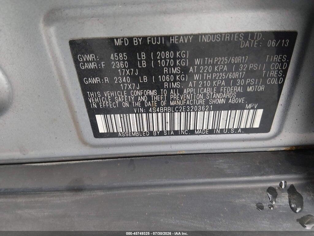 4S4BRBLC2E3203621 2014 SUBARU OUTBACK photo no. 9
