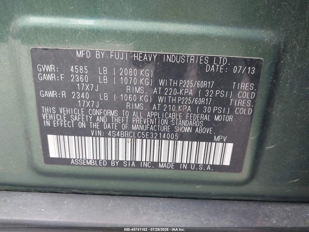 4S4BRCLC5E3214005 2014 SUBARU OUTBACK photo no. 9