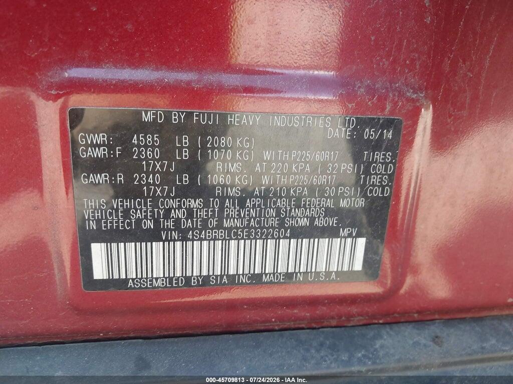 4S4BRBLC5E3322604 2014 SUBARU OUTBACK photo no. 8