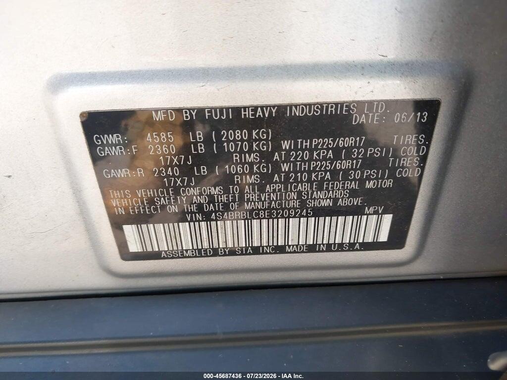 4S4BRBLC8E3209245 2014 SUBARU OUTBACK photo no. 9
