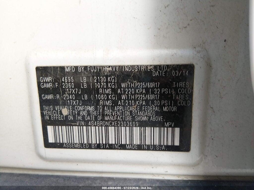 4S4BRDNCXE2303609 2014 SUBARU OUTBACK photo no. 9
