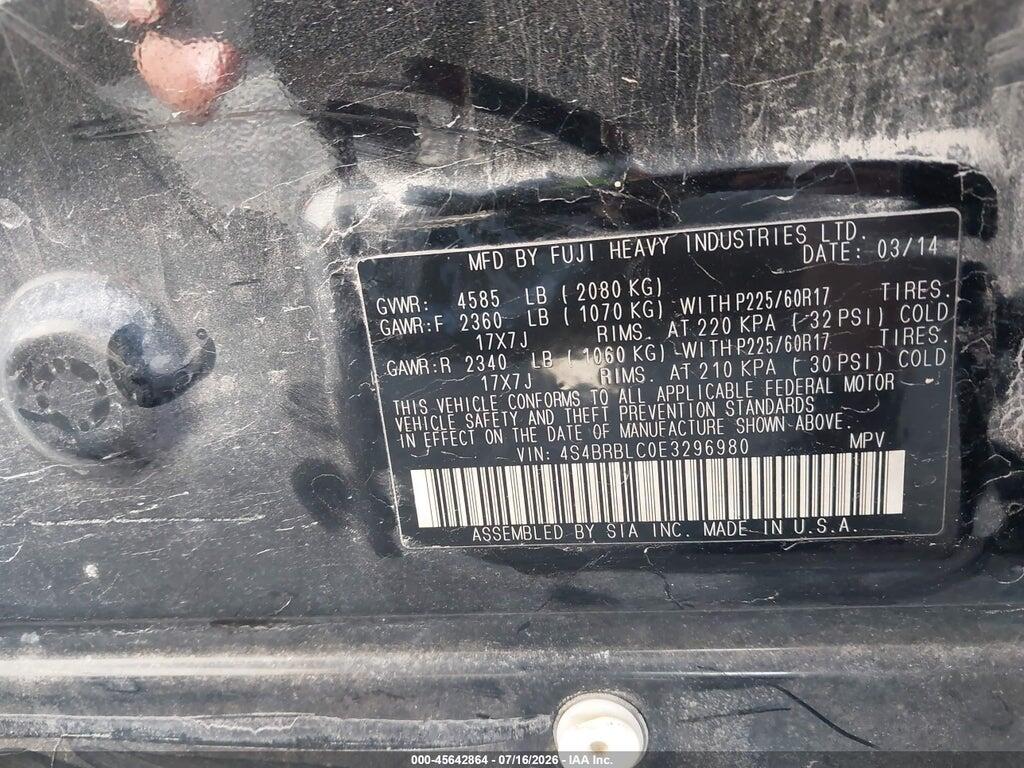 4S4BRBLC0E3296980 2014 SUBARU OUTBACK photo no. 9