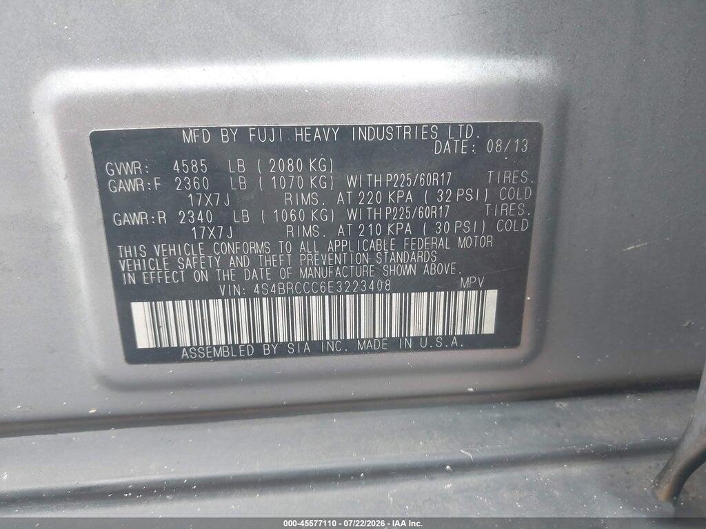 4S4BRCCC6E3223408 2014 SUBARU OUTBACK photo no. 9